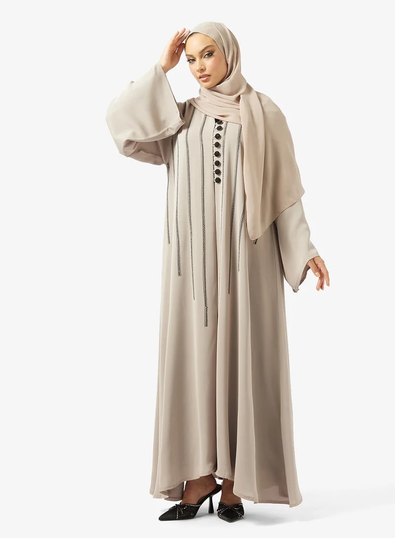 hayas closet  Abaya with button detailing & Sheila for Women | Best Price UAE